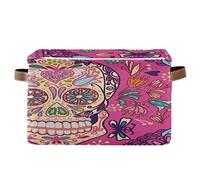 Bigjoke Panier de rangement en tissu avec poignées Motif crânes mexicains