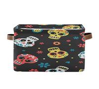 Bigjoke Panier de rangement en tissu avec poignées Motif crânes mexicains