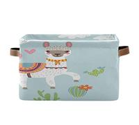 Bigjoke Panier de rangement en tissu avec poignées Motif lama alpaga tropical