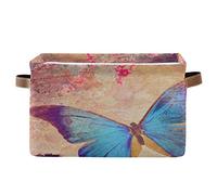 Bigjoke Panier de rangement en tissu avec poignées Motif oiseaux, papillons, cube de rangement pour jouets, poubelle, rangement pour étagère, chambre d'enfant ou bureau