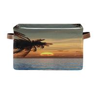 Bigjoke Panier de rangement en tissu avec poignées Motif palmier tropical