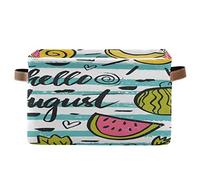 Bigjoke Panier de rangement en tissu avec poignées Motif pastèque tropical août