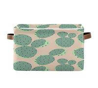 Bigjoke Panier de rangement en tissu Motif cactus tropical Cube de rangement pour jouets, poubelle, vêtements pliable avec poignées