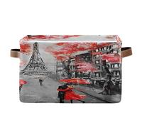 BIGJOKE Panier de rangement parapluie en forme de tour Eiffel Paris Cube de rangement de jouets, poubelle, panier de rangement pliable avec poignées en tissu pour étagère, crèche, maison et bureau
