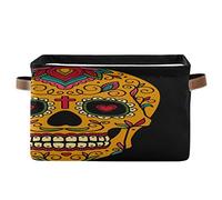 Bigjoke Panier de rangement tribal en tissu avec poignées Motif crânes mexicains