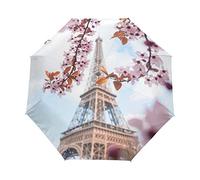 BIGJOKE Parapluie 3 Plis à Ouverture Automatique avec Ouverture et Fermeture Automatique Tour Eiffel Paris France Parapluie Coupe-Vent léger Parapluie Compact pour garçons Filles Hommes Femmes
