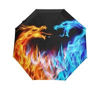 BIGJOKE Parapluie 3 plis à ouverture automatique Motif dragon abstrait aquarelle Coupe-vent Léger Voyage Parapluie compact pour garçons filles hommes femmes