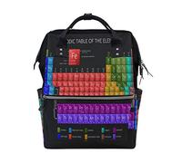 Bigjoke Sac à langer Périodique Table des Éléments Éducation Multifonction Grande Capacité Sacs à Langer Sac à Glissière Décontracté Élégant Voyage Sac à dos pour Maman Papa Soins de Bébé