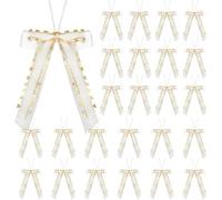 BIGKASI 25 Pcs Noeud Ruban Rouge, Noeud de Ruban Ornement Noeud Ruban Mariage avec Cœur Satin Décorer Fête Mariage Cadeau Anniversaire Voiture Cheveux Bouquet Chaise Maison Chambre