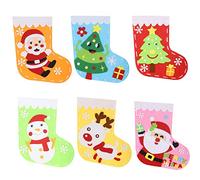 BIGKASI Chaussettes de Noël à Suspendre Kits DIY Enfants 6 PCS Chaussettes de Noël Feutre,Bonhomme de Neige de Renne de Arbre de Père,Sac Bonbon pour Décoration d'arbre de Noël Cadeau Fête