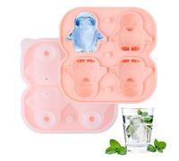BigKego Bac à glaçons en silicone - En forme de pingouin - 4 compartiments - Avec couvercle - Sans BPA - Pour whisky, cocktail, vin, jus, café