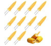 BigKego Lot de 10 grands supports en acier inoxydable pour épis de maïs, fourchettes en épis de maïs, fourchettes de maïs, fourchettes de maïs, fourchettes de maïs, accessoires de barbecue pour fête