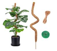 BigKego Monstera Tuteur naturel pour plantes grimpantes 120 cm Bâton de mousse flexible en fibre de coco avec accessoires pour plantes grimpantes