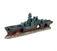 BigKing Bateau de Bateau d'aquarium, Bateau d'épave de résine coulé cuirassé Navire de Guerre Aquarium Ornement décoration de Grotte