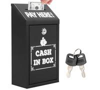 BigKing Boîte à dons en métal, 14,5 x 7,5 x 26 cm, boîte de collection montée avec serrure à clé, boîte aux lettres, coffre, cartes, conseils de vote