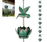 BigKing Chaîne pour eau de pluie Colibri Lotus pour gouttières, 2,4 m Chaîne de pluie suspendue avec crochet, chaîne de pluie pour gouttières extérieures, Eaves Drainage (vert émeraude)