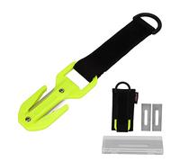 BigKing Coupe-Ligne de sécurité de plongée, Coupe-Ligne de plongée sous-Marine Coupe-Corde de câble de plongée Double Face avec Lame pour Plongeur de Sauvetage de sécurité(Jaune Fluorescéine)