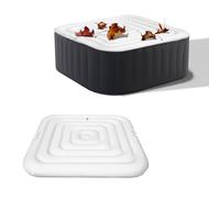 BigKing Housse gonflable pour bain à remous avec poignées, en PVC, blanc, couverture thermique pour bain à remous avec valve d'inflation, pluie et neige (carré, diamètre 140 cm)