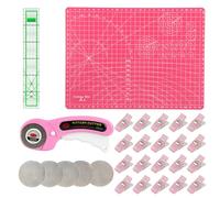 BigKing Kit de Tapis de Decoupe A4 Avec 45 mm Cutter Rotatif Couture, 5 Lames de Rechange 1 Regle Couture en Acrylique Transparent Et 10 Pinces Couture, Pour la Couture L'artisanat