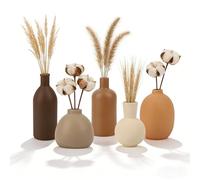 BigKing Lot De 5 Vases En Céramique - Tons De Terre Floreroneutres - Décoration Moderne Bohème Et Rustique, Matte Vase Ceramique Pour Salon, Cheminée, Entrée, Vase Décoratif Pour Fleurs Séchées