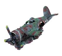 BigKing Navire De Bateau D'Aquarium, Avion De Guerre Épave De Résine Avion De Combat Endommagé Avion De Combat Aquarium Ornement Grotte Décoration