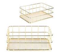 BigKing Panier de Rangement, Panier de Rangement en Fer doré Organisateur de Rangement de Bureau Multifonctionnel en Grillage métallique pour la Maison(Small)