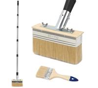 BigKing Pinceau de Peinture de Terrasse avec Poignée en Bois 150 Cm et Pinceau Plat Brosse Saturateur pour la Teinture du Bois, Le Revêtement de Terrasse, la Clôture, Le Mobilier Mural