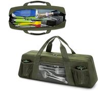 BigKing Sac de rangement de voyage en tissu Oxford, 22×6,5×7,2 in, résistant, sac à outils pour barbecue pour activités en plein air, camping, vert