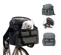 BigKing Sac de Vélo pour Animaux de Compagnie, Panier de vélo Avant pour Chiens, Panier de Vélo Pliable Adapté à L'équitation en Plein Air et Au Camping avec des Animaux de Compagnie(Gris)