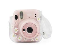 BigKing Sac pour appareil photo transparent en PVC, sac à bandoulière à la mode appareil photo, motif marguerite, avec bandoulière réglable, adapté pour appareils photo mini11/9/8 instantanés,