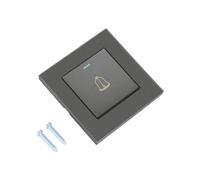 BigKing Sonnette de porte en verre trempé et plastique de qualité supérieure - design minimaliste, bouton extérieur sonnette maison, facile à installer 86 mm pour maison, hôtel (gris)