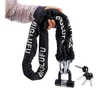 BIGLUFU Antivol Velo Moto Argenté - Chaînes Antivol Haute Sécurité avec 4 Clés, 100/120/150cm Longueur - Antivol de Moto Chaîne 10/12/15mm Dia avec Cadenas en U