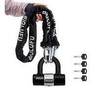 BIGLUFU chaîne de vélo cadenas antivol de chaîne sécurité cadenas résistant antivol poids lourd 15mm, pour vélos, motos, générateur, portes, scooter (argento, 1.5m chaîne avec une serrure en u)