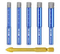 Biglumin 6 Pièces Foret Diamant Carrelage Coffret 5, 6, 8, 10, 12mm, Metal pour Carrelage de 6mm Foret Verre pour Céramique Verre Granit Marbre Quartz