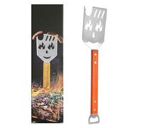 Biglumin Accessoires Barbecue - Spatule Gril 7 en 1 pour BBQ, ustensiles Barbecue INOX avec Manche en Bois, Outils de Barbecue Uniques et créatifs, Couteau et Fourchette, scie, décapsuleur.