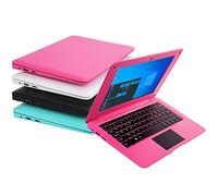 Bigmachine Windows 10 Ordinateur Portable Mini 10,1 Pouces 32 Go Clavier AZERTY Français Ultra Mince et léger Netbook Quad Core PC HDMI Webcam Netflix Youtube (Rose)