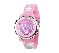 Bigmeda Montre Enfant Numérique Sport 30M Etanche Multifonction Électronique Montres 7 Couleur LED Rétro Eclairage pour 3 Ans à 12 Ans Enfants Fille Garçon (Fée des Fleurs Rose)