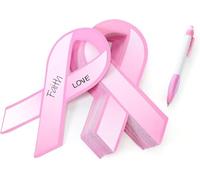 Bigmeta Lot de 100 rubans en papier de sensibilisation au cancer du sein - Ruban rose pour collecte de fonds, dons avec stylo pour événements caritatifs pour femmes et filles