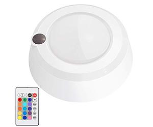 BIGMONAT Plafonnier Alimenté par Batterie,Dimmable Lampe de Douche avec Télécommande, 16RGB Couleur Changement de Couleur Plafonnier Sans Fil, Pour Douche Chambre Salle de Bains Placard Couloir