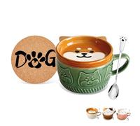 BigNoseDeer Ensemble de tasses en céramique avec couvercles en forme de chien - Pour café, thé, thé - Pour femmes, filles, enfants, amis, cadeaux de Noël et d'anniversaire