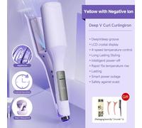 Bigoudi Deep Wave 32Mm Fer À Friser 4 Températures Réglables Chauffage Rapide Fer À Sertir Styler Baguette Pour Tous Les Styles De Cheveux.Purple With Anion.