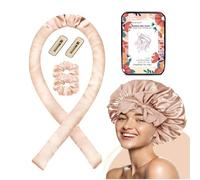 Bigoudi Jumbo sans chaleur avec bonnet de cheveux - Très grand bandeau en satin sans chaleur pour dormir (XL bigoudis sans chaleur, kaki)