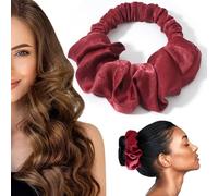 Bigoudi sans chaleur pour dormir, chouchou doux sans chaleur, pas de boucles de chaleur pour cheveux longs, rouleau de cheveux doux pour dormir pendant la nuit Bandeau doux (bordeaux)