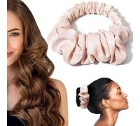 Bigoudi sans chaleur pour dormir, chouchou doux sans chaleur, pas de boucles de chaleur pour cheveux longs, rouleau de cheveux doux pour dormir pendant la nuit Bandeau doux (beige)