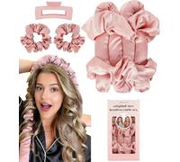 Bigoudi sans chaleur pour dormir dans de grands bigoudis doux Jumbo pour cheveux longs et longs - Pour un look plus grand - Sans chaleur - Boucles de nuit - Satin - Sans chaleur - Bonbons
