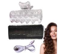 Bigoudis à frange - Bigoudis électriques, bigoudis thermiques USB autocollants, bigoudis de style professionnel, set de bigoudis doux pour tous types de cheveux (3,27 x 8,5 cm)