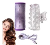 Bigoudis électriques - Ensemble de bouclage chauffant USB, cheveux auto-adhésifs | Outil de coiffure à chauffage rapide, kit de rouleau de cheveux facile, solution de bouclage compacte pour des vagues