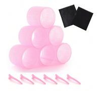 Bigoudis Jumbo 2,56 pouces 12 pièces/set Kit de bigoudis auto-adhésifs avec 6 bigoudis et 6 pinces, bigoudis de qualité salon pour la coiffure DIY, bigoudis sans chaleur ABS