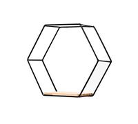 Bigougem Étagères hexagonales flottantes en bois, support de rangement en fer à fixer au mur, multifonctionnelles, style nordique, géométrique, pour maison, chambre à coucher, salle de bain, noir M1,