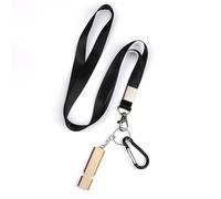 Bigougem Sifflet avec mousqueton de camping en alliage d'aluminium - Lanière d'arbitre - Son fort - Portable - Entraînement en plein air - Survie, football, basket-ball - Doré